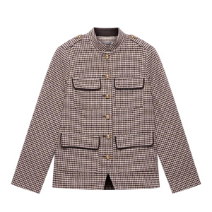 Mint Velvet Brown Checked Military Jacket